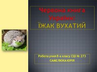 Презентація «Червона книга України: їжак вухатий»
